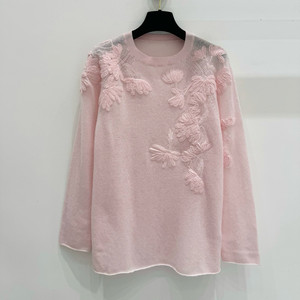 
Comes with fairy filter! Heavy industry embroidered cashmere wool sweater for long-sleeved women's early autumn thin pullover sweater