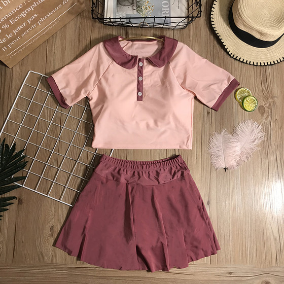 Swimsuit female hot spring split two -piece set of fairy fan ins wind net red covered belly, thin, conservative student hot spring swimsuit