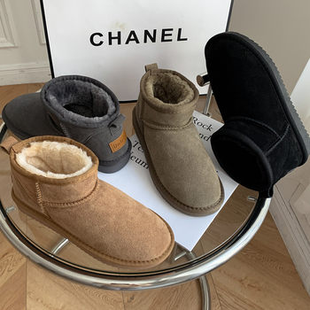 Leather matte anti -slip and warm cotton shoes in winter snow boots
