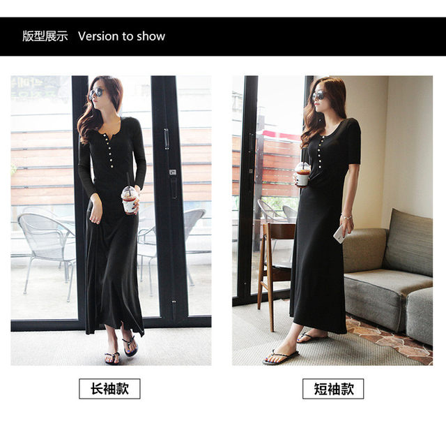 Spring and Autumn New Korean Style Long Sleeve Dress Women's Modal High ...