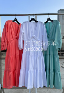 
Official 495 American hard-cut ~ Sexy big lantern sleeves, high waist waist, A-line styling sweet princess dress long skirt