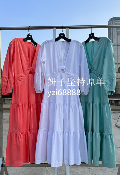 
Official 495 American hard-cut ~ Sexy big lantern sleeves, high waist waist, A-line styling sweet princess dress long skirt