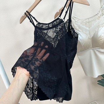 
Fashionable sexy lace belt chest pad anti-exposure suspender for women