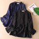Spring wear Korean version commuting black vertical striped shirt for women lace collar mid-length pleated high waist top WC3044
