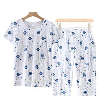 AB underwear grandma suit pure cotton undershirt pajamas summer wear mother cotton loose large size printed short-sleeved t-shirt summer