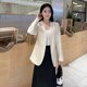 Collarless white suit women's jacket thin high-end 2025 spring and summer new V-neck slim fit slim temperament top