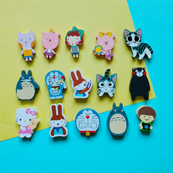 Ten  Zakka Japanese-Style Miscellaneous Goods Wooden Cartoon Creative Refrigerator Magnets Small Animal Refrigerator Magnets
