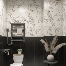 French-Style Black and White Bathroom Tiles, Swallow-Shaped Bathroom and Kitchen Non-Slip Tiles, Retro Black Balcony Wear-Resistant Wood Grain Tiles
