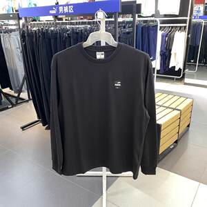 
PUMA black round neck long-sleeved T-shirt men's 2024 new sportswear casual loose pullover 628138