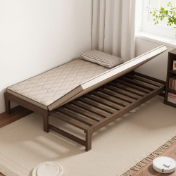 Pull-Out Bed, All Solid Wood, Retractable Bed, Small Apartment Bedroom Floor Bed, Side-Pull Sofa Bed, Tatami Folding Bed