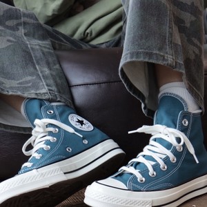 Converse genuine 1970s retro high -top peacock blue men's couple, breathable versatile canvas shoes A05589C
