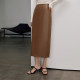 VIVIDINI autumn mid-waist versatile skirt makes slim PU leather