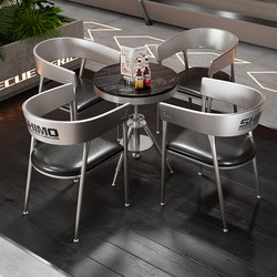 Industrial Style Table and Chair Set for Cafes, Milk Tea Shops, Leisure Areas, Trendy Restaurants, Wrought Iron Dining Tables, Commercial Meeting Round Tables