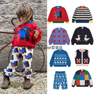 
25 Autumn and Winter BC boys and girls wool cardigan jacket children knitted sweater baby round neck pullover warm knitted sweater