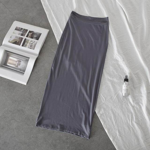 Feminine retro comfortable modal stretch slim women's over-knee hip skirt midi skirt
