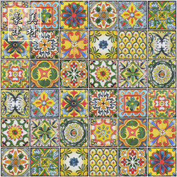 Spanish Small Floral Tiles 100 Ceramic Tiles Decorative Strips Bathroom Kitchen European-Style Floor Tiles Art Antique Tiles