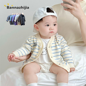 
Little Monthly Spring Cardigan Baby Clothes Spring and Autumn Knitted Cardigans Men and Women Baby Clothes Open-button Small Jacket Sweater