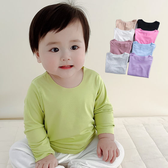
2026 spring and summer infant modal seamless boneless children's long-sleeved bottoming shirts for men and women baby tops T-shirts