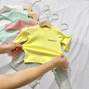 Baby long -sleeved T -shirt spring autumn and winter baby pure cotton elastic baby top children T -shirt boys girl bottom shirt
