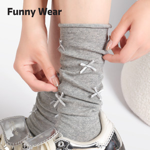 
Ballet style socks for women in spring and summer new hot style thin pile socks miu gray mid-tube cotton socks for spring and autumn