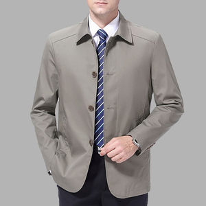 Men's jacket spring and autumn casual jacket Men's middle -aged thin men's new lapel pure color jacket middle -aged and elderly clothes