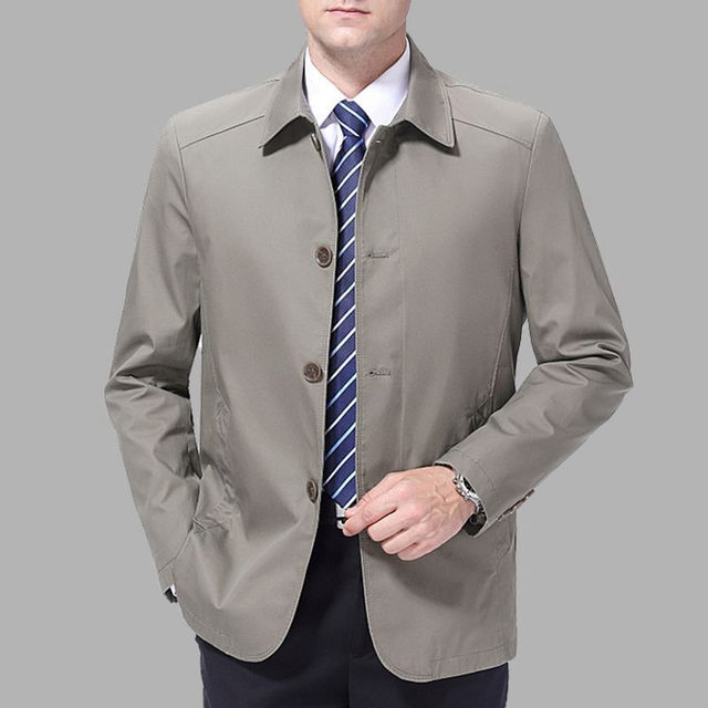 Men's coat spring and autumn casual jacket men's middle-aged thin ...