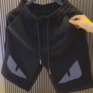 
2025 summer European station new ice silk shorts loose and handsome beach pants casual breathable five-point pants trendy