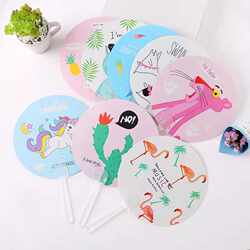 Summer Cute Cartoon Plastic Fans Wholesale Gifts Tiktok Creative Handheld Mini Fans Promotional Gifts with Qr Code Scanning