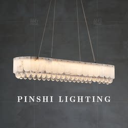 Pinshi Restaurant Chandelier Natural Marble Crystal Lamp 2026 New Model Modern Simple Long Strip Dining Table Island Lamp