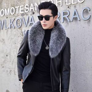 
2025 new men's fur integrated Haining genuine leather jacket men's slim sheepskin jacket winter fur coat