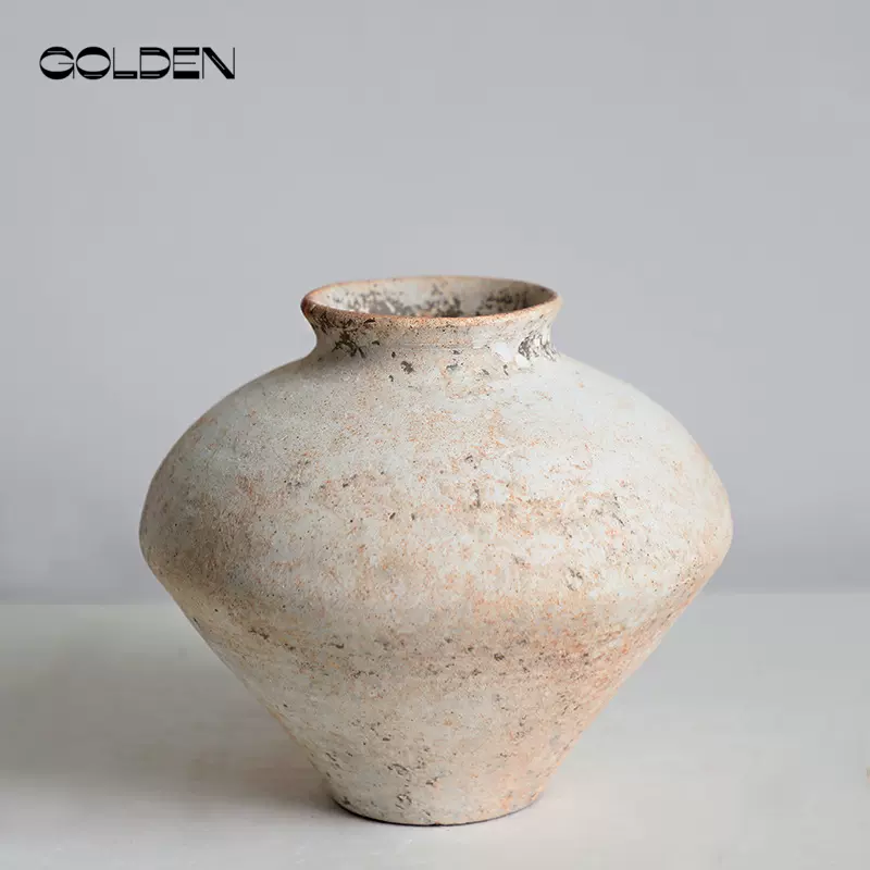 侘寂风做旧复古陶瓷花瓶民宿酒店装饰品新中式窑变艺术品玄关装饰