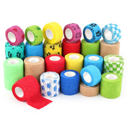 Disposable Self-Adhesive Elastic Bandage Gauze Elastic Tape Camouflage Pet Ankle and Elbow Bandage, One Box Contains 12 Rolls