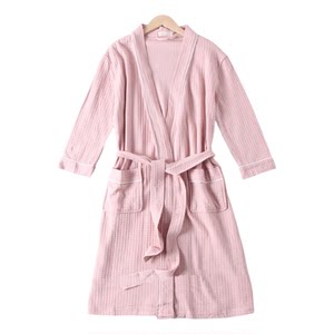 100% pure cotton nightgown for women's yukata bathrobe bath towel style high-end cotton absorbent bathrobe long home clothing can be worn all seasons