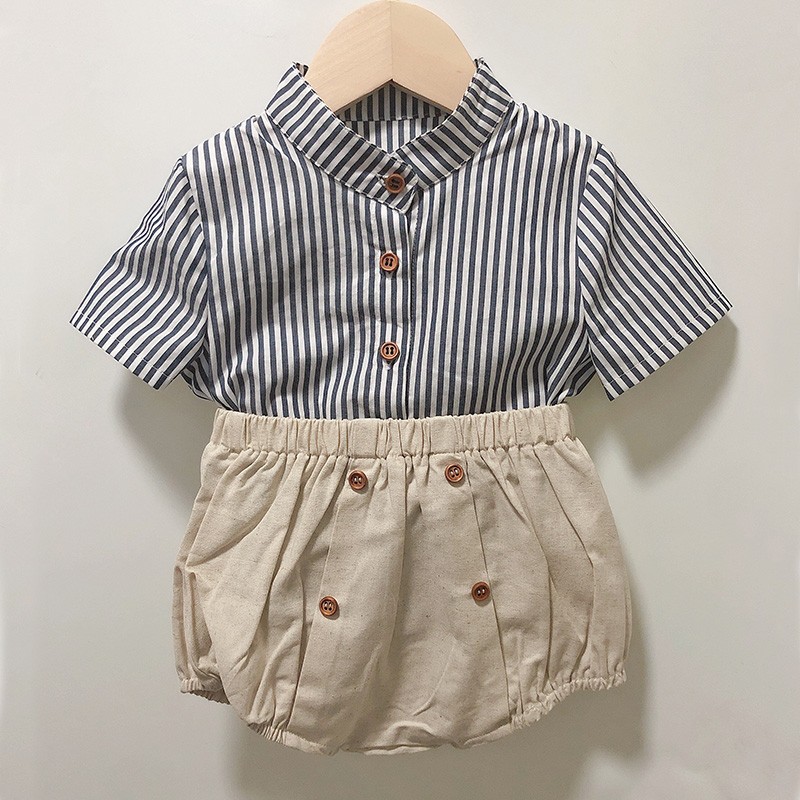 Spanish children's clothing early autumn longsleeved striped shirt