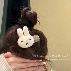 Cute Miffy Rabbit Plush Hair Clip Autumn and Winter Cartoon Side Hair Clip Bangs Clip Plush Bb Clip Hair Accessory