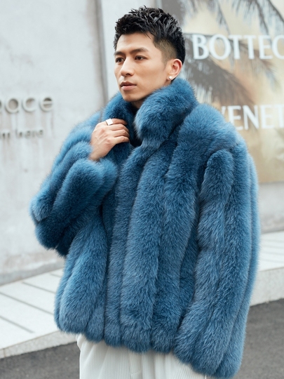 メンズ本物のフォックスファーコート - 冬2021スタイル