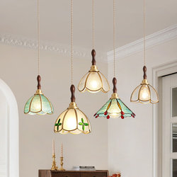 Medieval Style Bedroom Bedside Chandelier, Retro American Country Style B&B Restaurant Bar Study Glass Chandelier