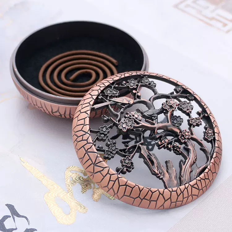 禅意梅兰竹菊香炉镂空家用盘香熏香炉仿古铜合金