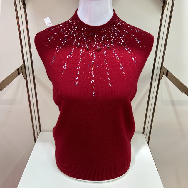 100%pure woolen sweater autumn and winter half -high -collar drill sweater Mom dressing knitted women's middle -aged and elderly bottom shirt