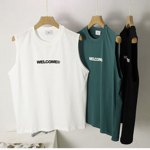 New product male sweat vest round neck popular loose casual sleeveless T -shirt 100%cotton
