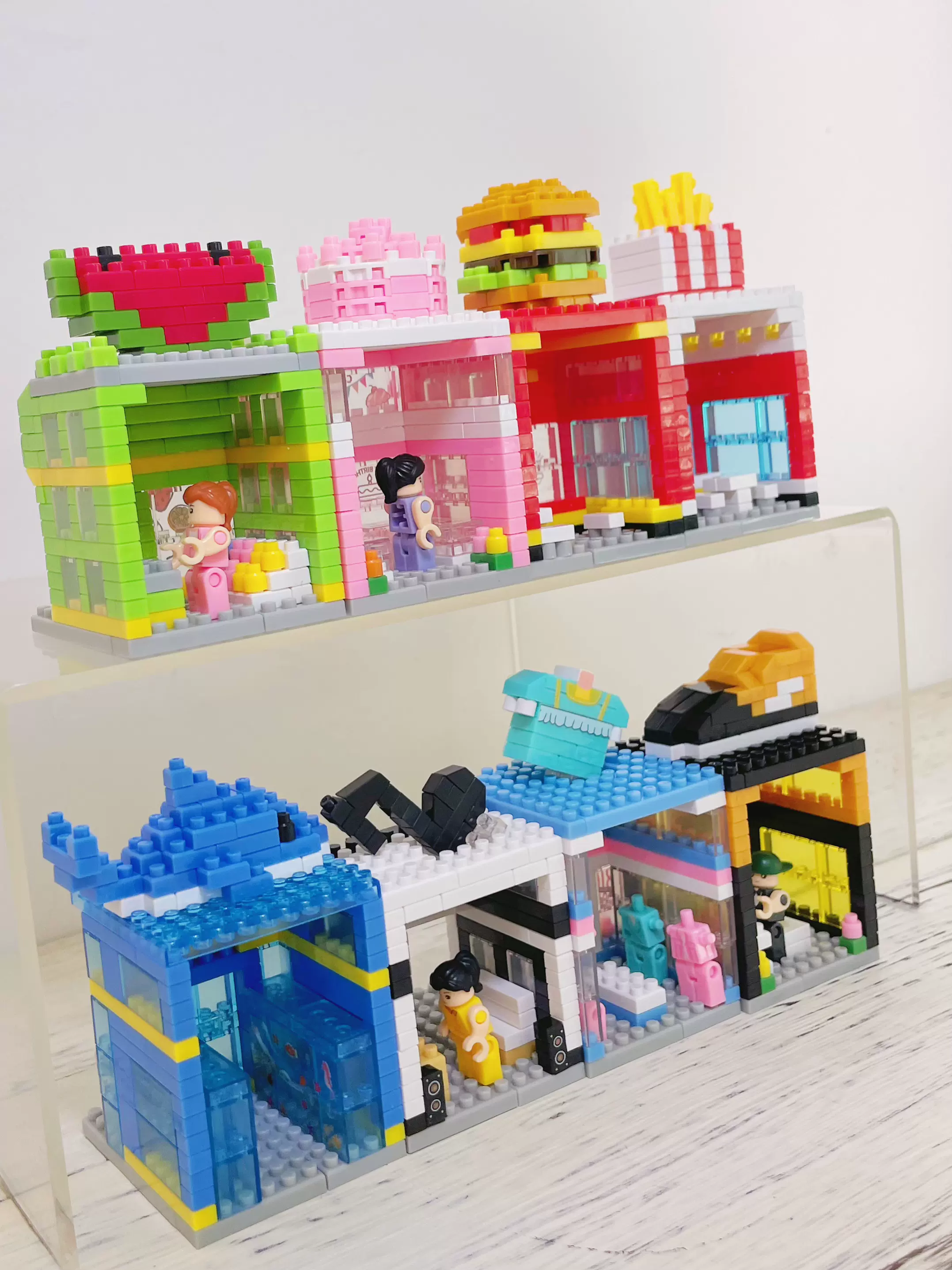 积客积木城市街景建筑立体拼图微颗粒男孩女孩益智拼装玩具摆件