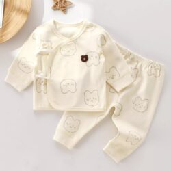 Newborn Baby Split Set Pure Cotton Baby Spring and Autumn Base Layer Newborn Monk Full Moon Outfit Four Seasons Pajamas Seamless
