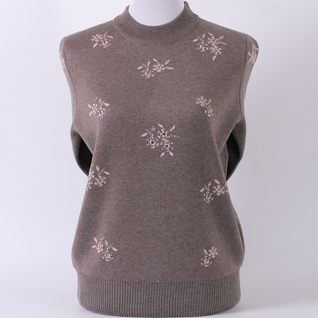 Middle-aged and elderly women's sweater thickened half-high neck pullover sweater grandma sweater knit top