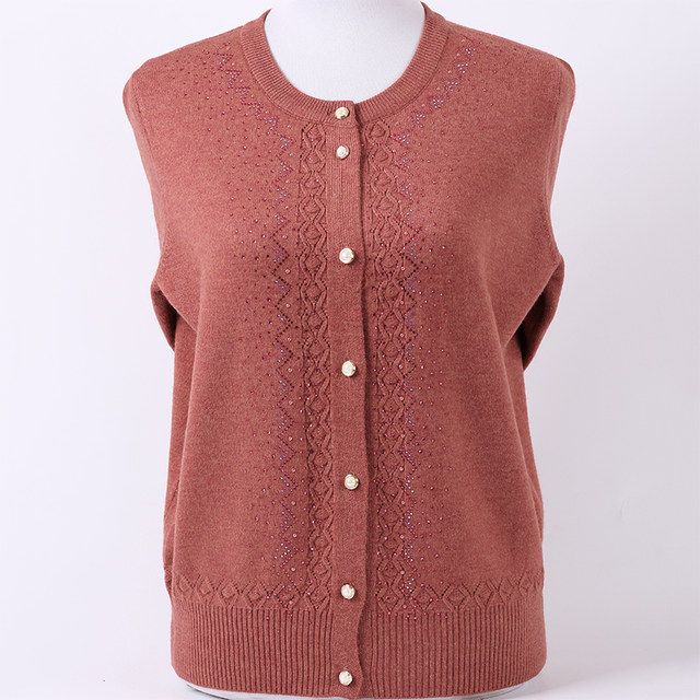 Middle-aged and elderly women's autumn and winter mother's sweater long-sleeved round neck knitted cardigan grandma's wool bottoming shirt top clothes