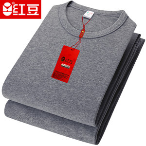 Red bean men's autumn clothes and 100% cotton underwear set base shirt round neck warm thin winter
