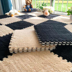 Plush Patchwork Carpet for Bedroom, Large Area, Full Coverage, Free Cutting, Room Living Room Soundproof Mat, Bedside Rug