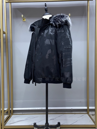 メンズ ウィンター フード付きファー ジャケット