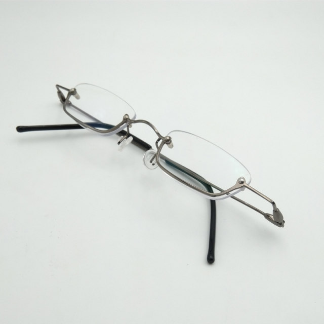 Japanese lower half of the metal super small square box glasses female with degree lens niche art anime glasses frame men
