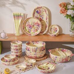 Floral Ceramic Tableware Set 2025 New Model, Especially Beautiful Rice Bowls, Housewarming Plates, Noodle Bowls