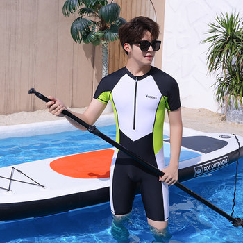 Men's one-piece flat horn teen swimsuit professional training